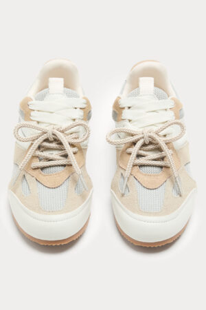 Leather Mix Lace Up Retro Trainers