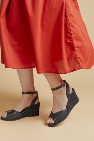Leather Wedge Espadrilles