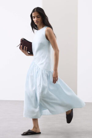Linen Rich Asymmetric Midaxi Dress