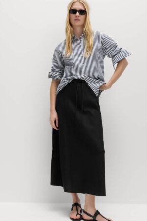 Linen Rich Maxi A-Line Skirt