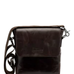Loake Stratford Vintage Waxy Leather Crossbody Bag, Dark Brown