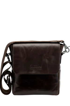 Loake Stratford Vintage Waxy Leather Crossbody Bag, Dark Brown