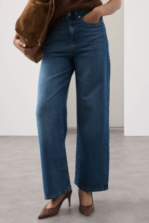 Lyocell Blend High Waisted Straight Leg Jeans