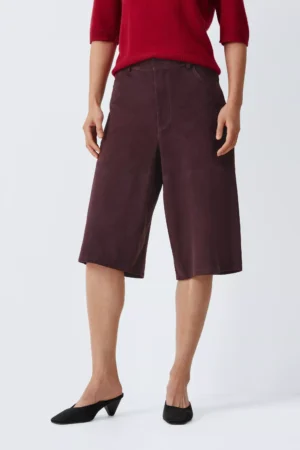 Marella Scoglio Pure Suede Shorts, Dark Purple