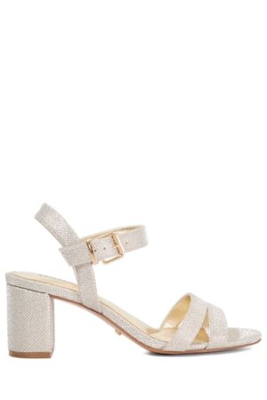 Metallic Block Heel Sandals