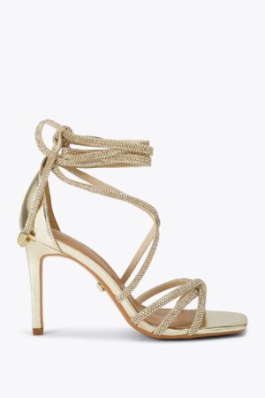 Metallic Lace Up Heeled Sandals