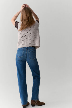 Mid Rise Straight Leg Ankle Grazer Jeans