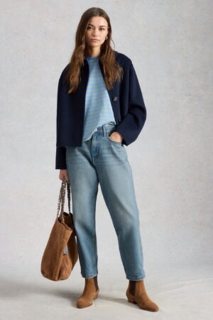Mid Rise Straight Leg Jeans
