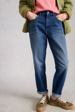 Mid Rise Straight Leg Jeans