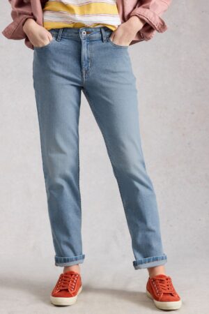 Mid Rise Straight Leg Jeans