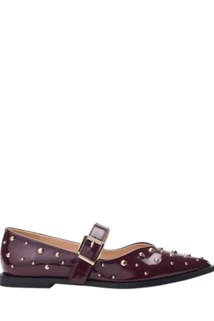 Moda in Pelle Fijia Patent Mary Jane Embellished Ballerina Pumps, Burgundy