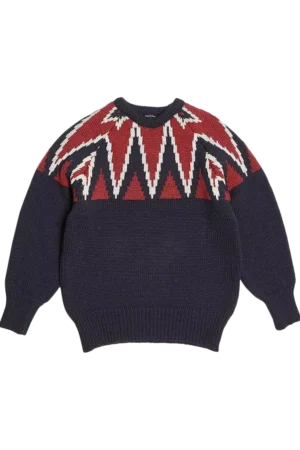 Nigel Cabourn Crew Knitted Sweater, Navy/Pattern