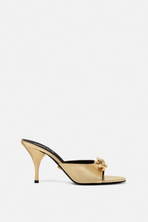 Opera Bow Metallic Mules 85mm