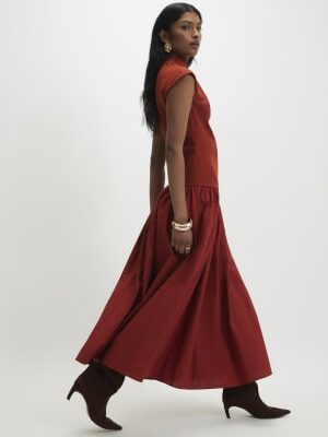 Orange Short Sleeve Hybrid Drape Maxi Dress