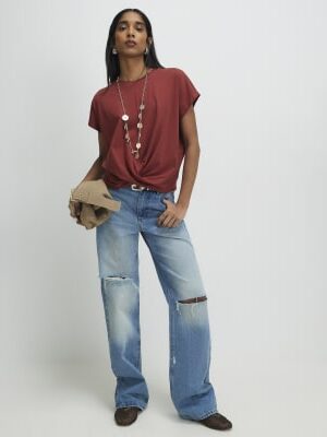 Orange Twist Front T-Shirt