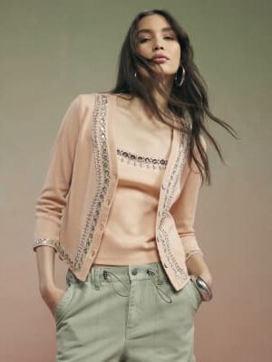 Orange Year Zero Embellished Trim Cardigan