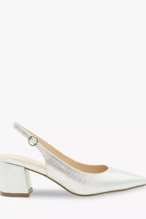 Paradox London Flynn Wide Fit Shimmer Block Heel Slingbacks