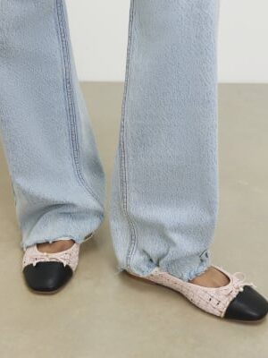 Pink Boucle Bow Ballet Pumps