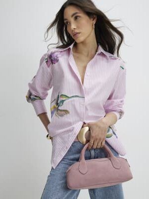 Pink Floral Stripe Shirt