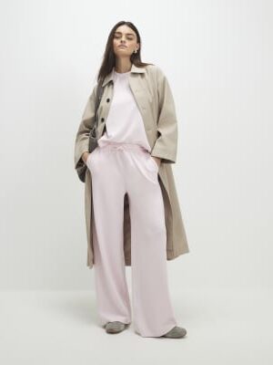 Pink Premium Drawstring Wide Leg Joggers