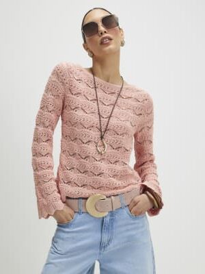 Pink Stitch Boat Neck Jumper