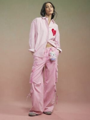 Pink Year Zero Stripe Back Slogan Shirt