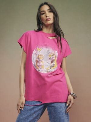 Pink Year Zero Tiger Boyfriend Fit T-Shirt