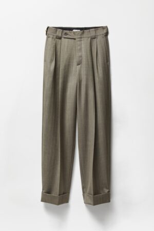 Pinstripe Wool Twill Oversized Trousers