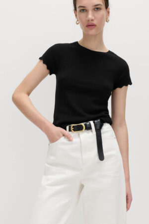 Pointelle Slim Fit Knitted Top