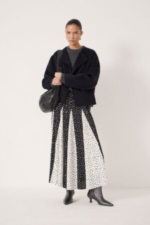 Polka Dot Pleated Midaxi Skirt