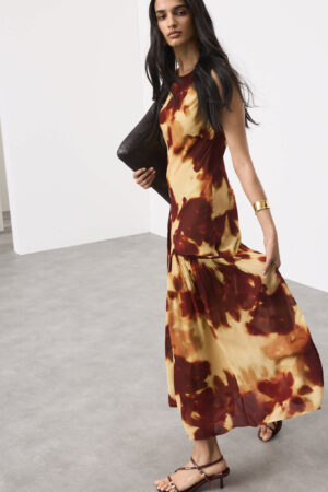Printed Asymmetric Midaxi Dress