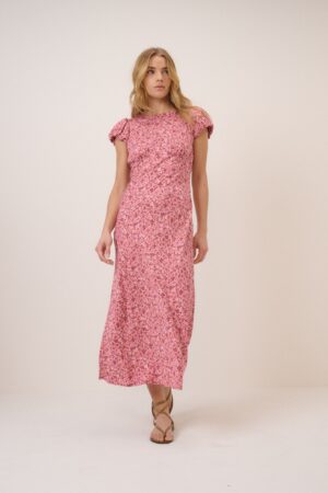 Printed Round Neck Midi Tea Dress