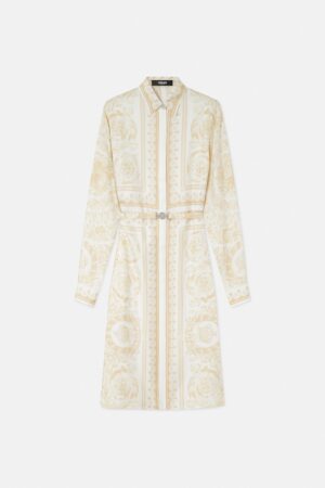 Printed Silk Twill Midi Shirt Dress