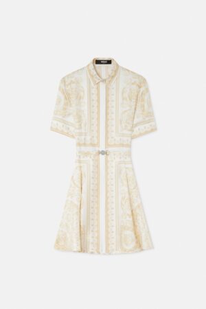 Printed Silk Twill Mini Shirt Dress