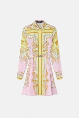 Printed Silk Twill Mini Shirt Dress