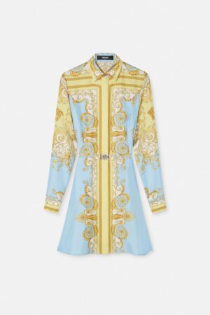 Printed Silk Twill Mini Shirt Dress