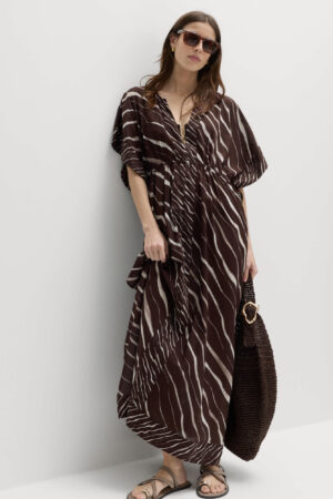 Pure Cotton Animal Print Maxi Kaftan