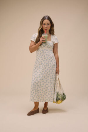 Pure Cotton Floral Bandeau Midi Dress