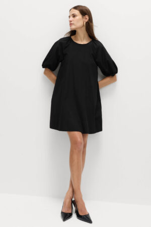 Pure Cotton Puff Sleeve Mini Smock Dress