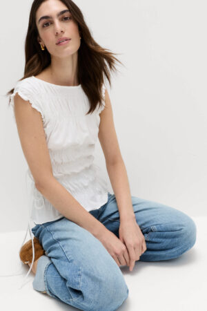 Pure Cotton Smocked Detail Top