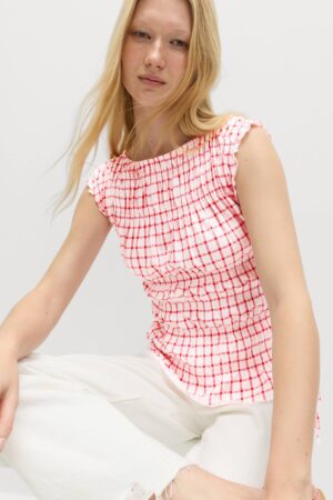 Pure Cotton Smocked Detail Top
