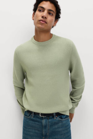 Pure Cotton Textured Crew Neck Jumper