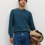 Pure Cotton Textured Crew Neck Jumper