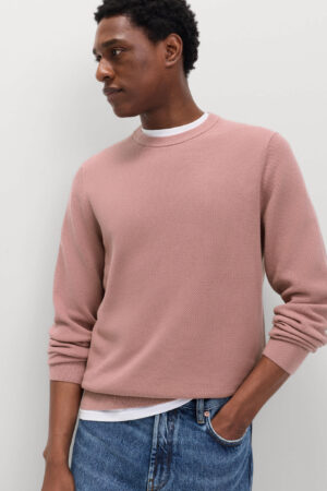 Pure Cotton Textured Crew Neck Jumper