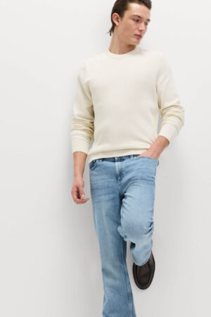 Pure Cotton Textured Crew Neck Jumper