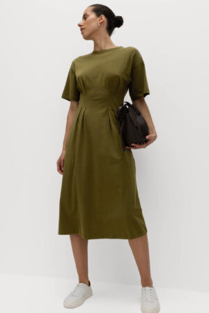 Pure Cotton Waisted Midi T-Shirt Dress