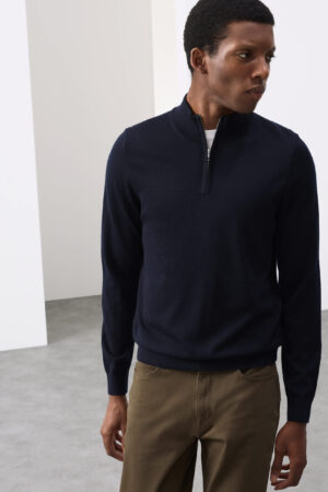 Pure Extra Fine Merino Wool Half Zip Jumper