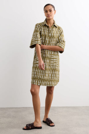 Pure Linen Dash Print Shift Dress