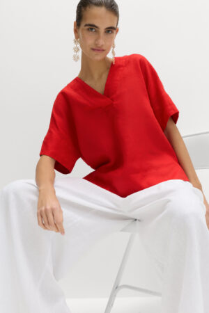 Pure Linen V-Neck Popover Top
