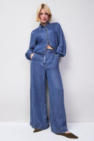 Purre Lyocell Mid Rise Wide Leg Jeans